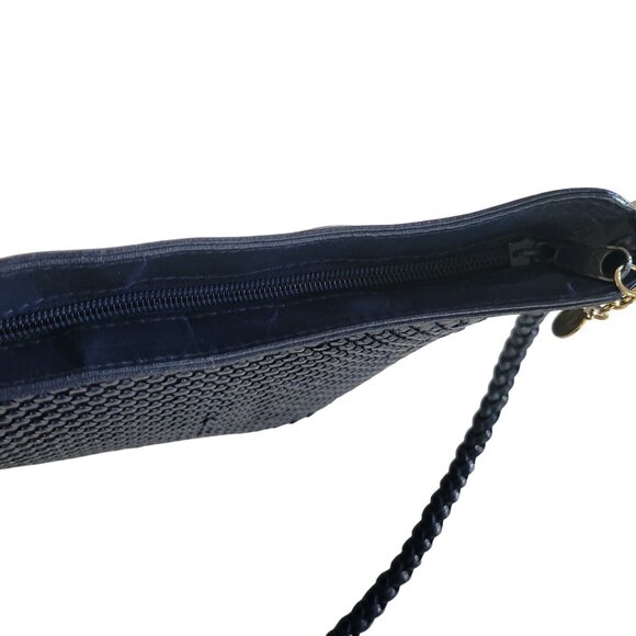 Metal Mesh Shoulder Bag Navy Blue Womens 12x9" Braided Strap Whimsy Coastal - Picture 12 of 16